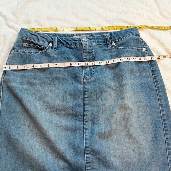 Nine West American Vintage Denim Mini Skirt Medium Wash Stretch Mid Rise Sz 14 - Picture 4 of 8